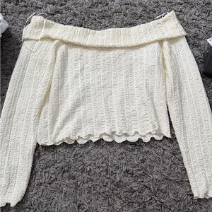 Zara Cream Off-Shoulder Sweater